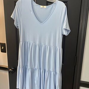 Light Blue Tiered V-Neck Dress